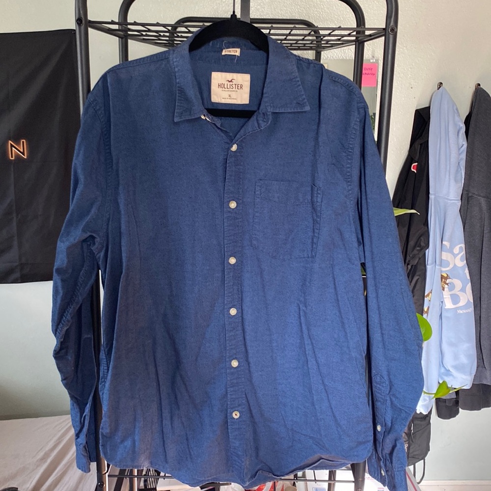 Navy Blue Hollister Button Up